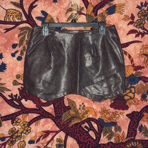 Dark Brown Layered Faux-Leather Mini Skirt